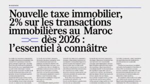 Read more about the article Nouvelle taxe immobilier , 2 % sur les transactions immobilières au Maroc dès 2026 : l’essentiel à connaître